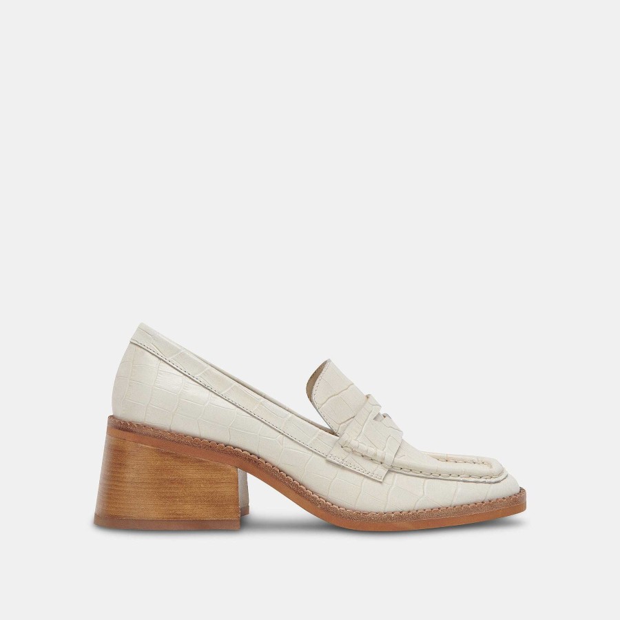 Sneakers And Moccasins DOLCE VITA | Talie Ivory Embossed Leather Loafers