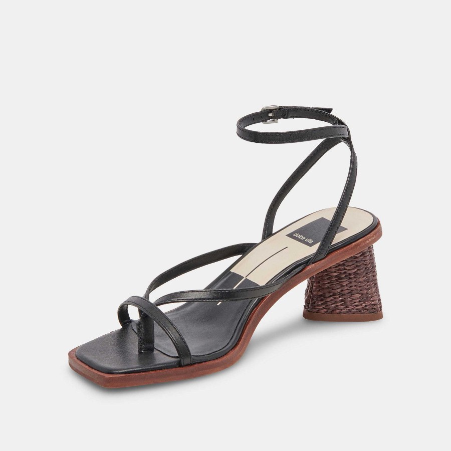 Jump DOLCE VITA | Banita Black Leather Wide Sandals