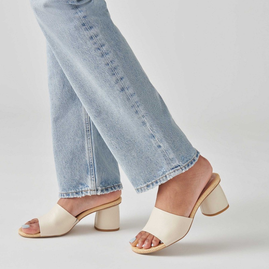 Jump DOLCE VITA | Minny Raffia Ivory Leather Heels : Newdolcey