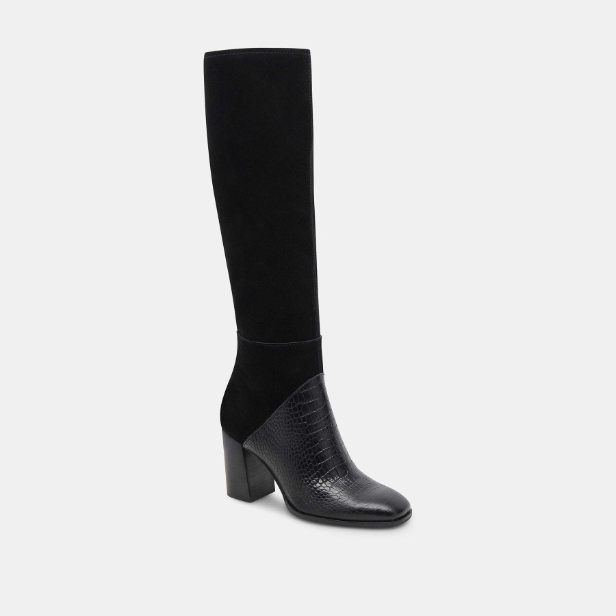 Boots And Boots DOLCE VITA | Fynn Boots In Black Leather With Various Reliefs