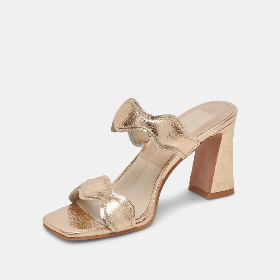 Jump DOLCE VITA | Ilva Wide Heel In Golden Aged Leather