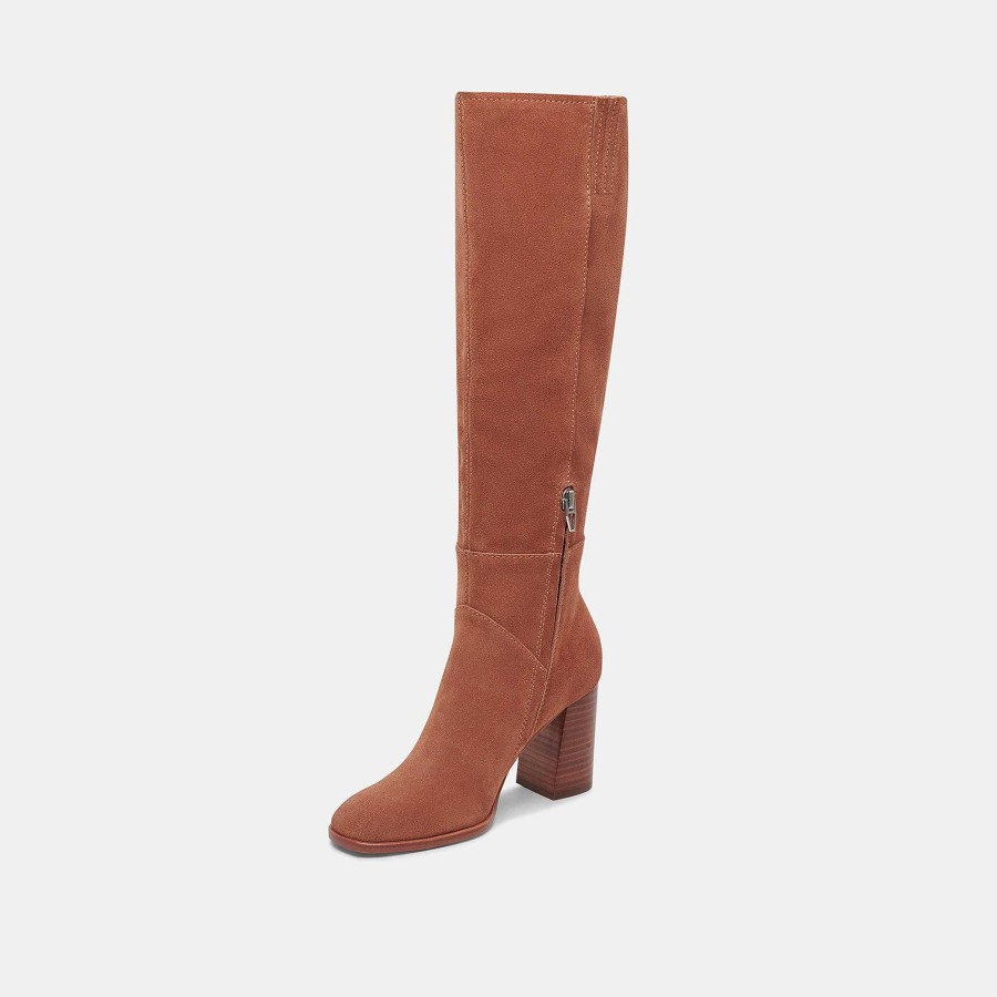 Boots And Boots DOLCE VITA | Fynn Dk Suede Brown Wide Calf Boots