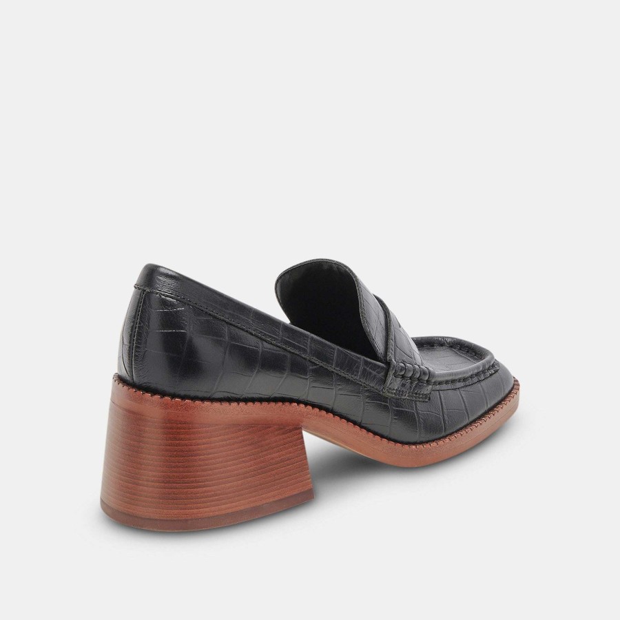 Sneakers And Moccasins DOLCE VITA | Talie Noir Embossed Leather Loafers