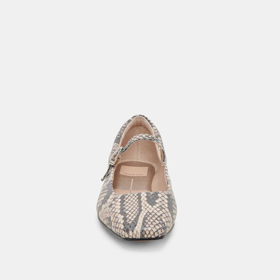 Sneakers And Moccasins DOLCE VITA | Reyes Ballet Flats Black White Snake Embossed