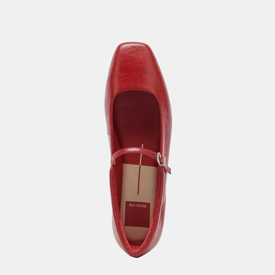 Sneakers And Moccasins DOLCE VITA | Reyes Ballet Flats Red Wrinkled Patent