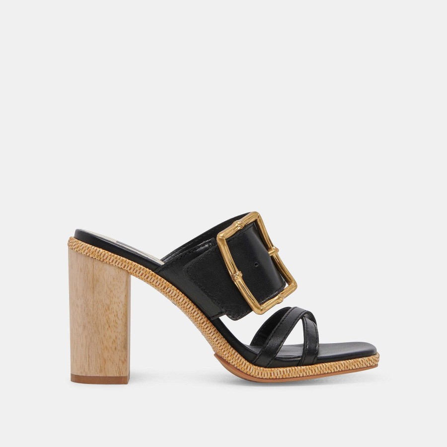 Jump DOLCE VITA | Onnie Black Leather Wide Heel