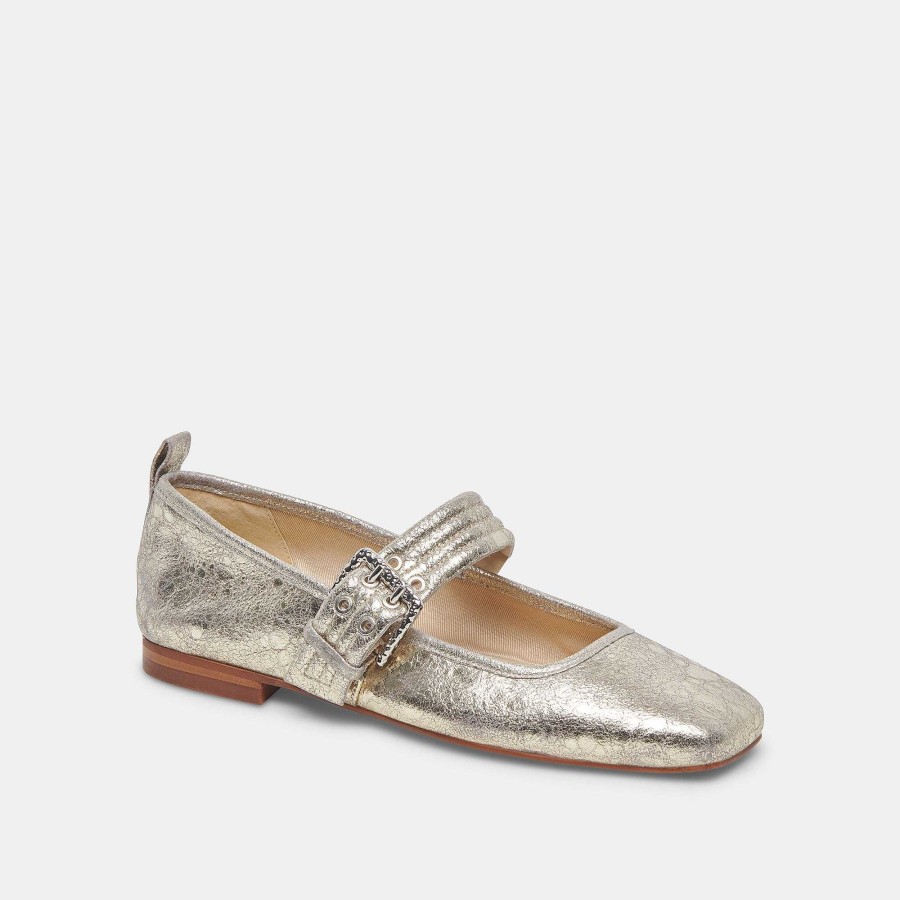 Sneakers And Moccasins DOLCE VITA | Arora Ballet Pumps In Platinum Aged Leather