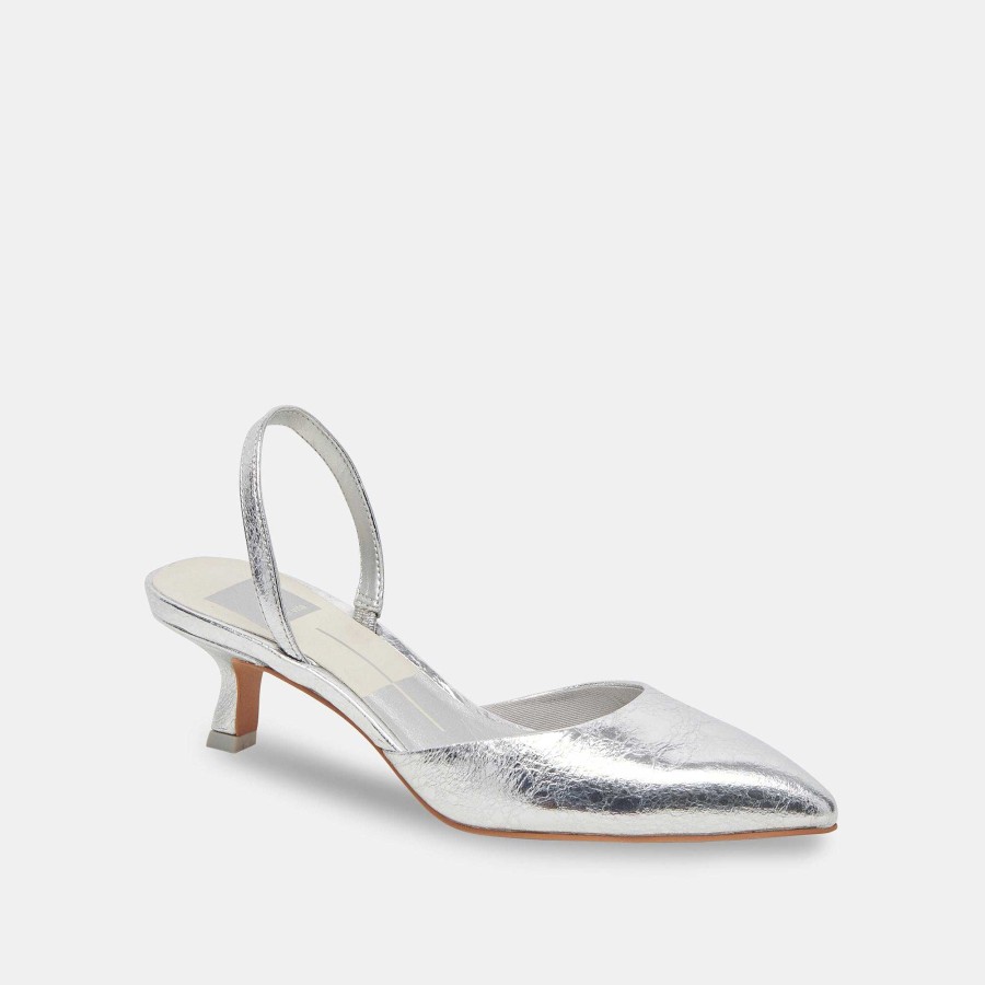 Jump DOLCE VITA | Corsa Heels In Silver Cracked Leather