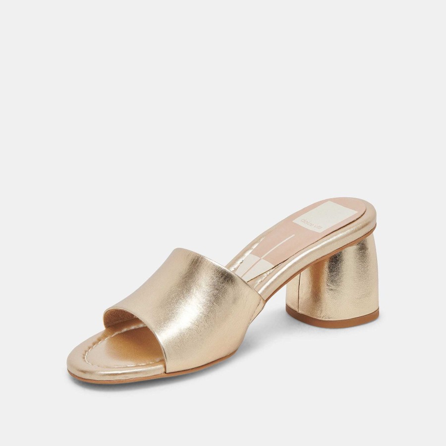 Jump DOLCE VITA | Minny Dress With Wide Heels Pink Gold Metallic Leather