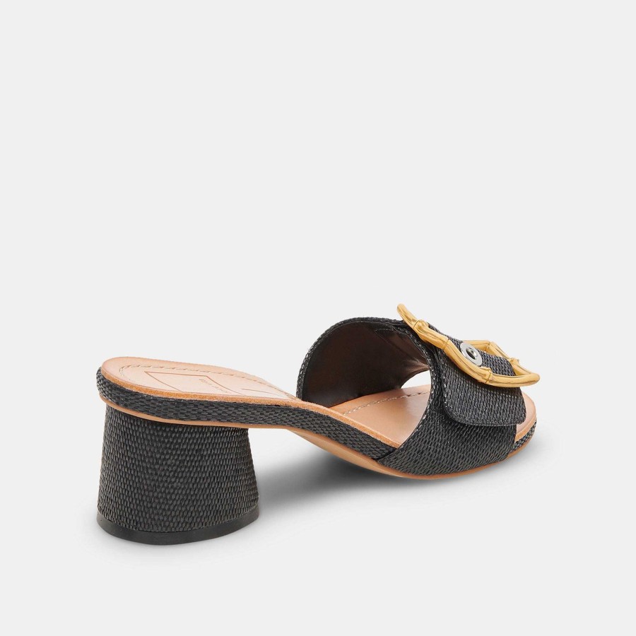 Jump DOLCE VITA | Lucey Black Raffia Wide Heels