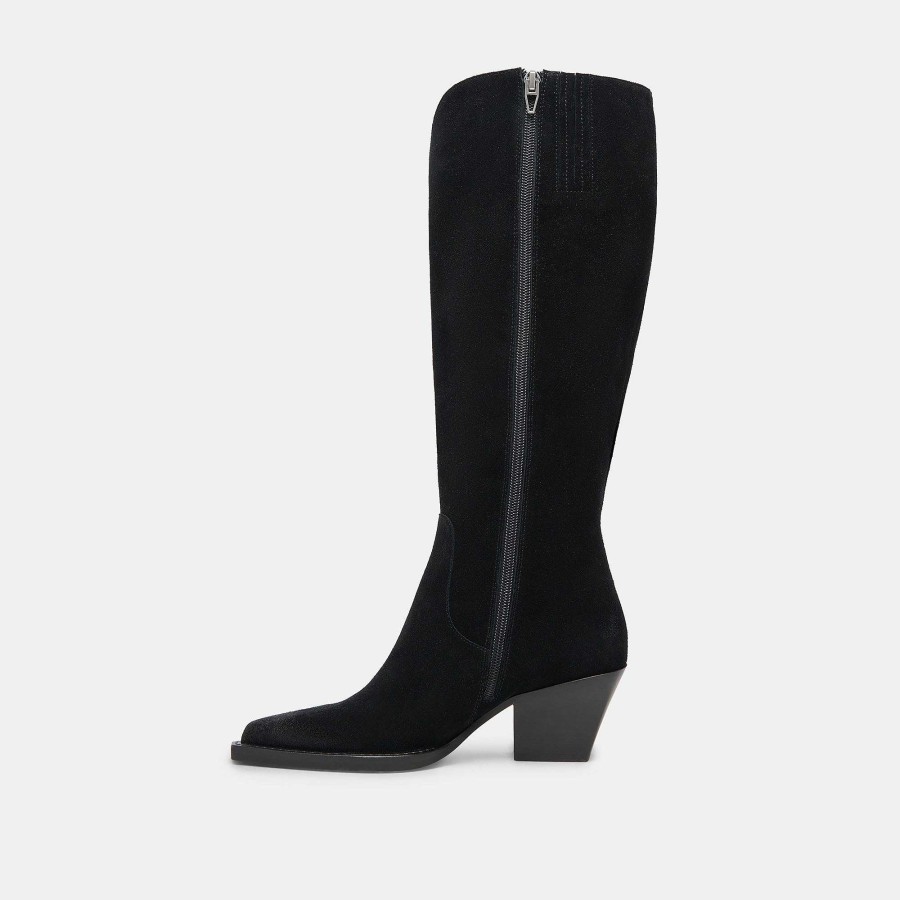 Boots And Boots DOLCE VITA | Raj Onyx Suede Wide Calf Boots