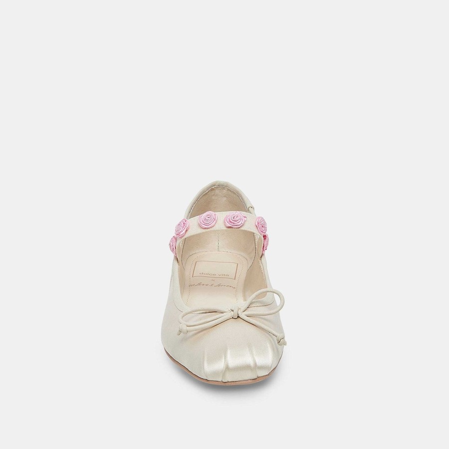 Sneakers And Moccasins DOLCE VITA | Lilly Ballet Ivory Multi Satin Flats