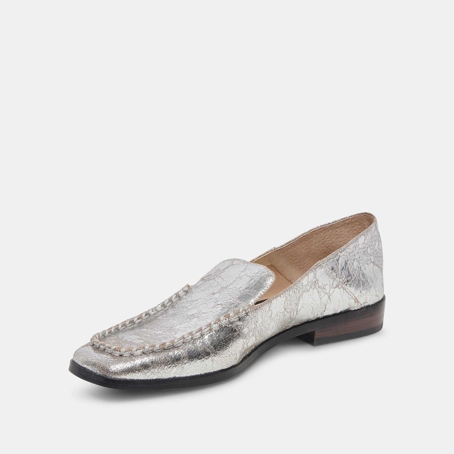 Sneakers And Moccasins DOLCE VITA | Beny Wide Flats Silver Aged Leather