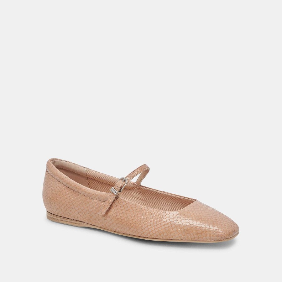 Sneakers And Moccasins DOLCE VITA | Reyes Ballet Flats Toffee Snake Embossed