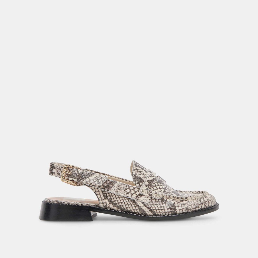 Sneakers And Moccasins DOLCE VITA | Hardi Moccasins Black White Snake Embossed