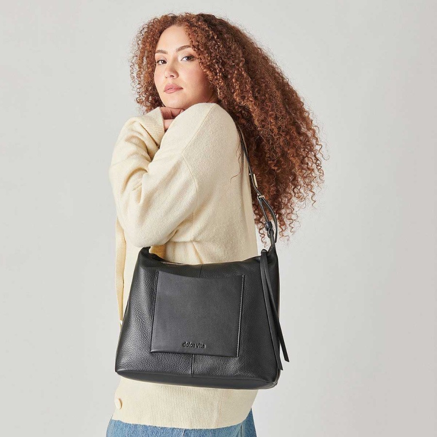 Scholarships DOLCE VITA | Hana Black Leather Shoulder Bag