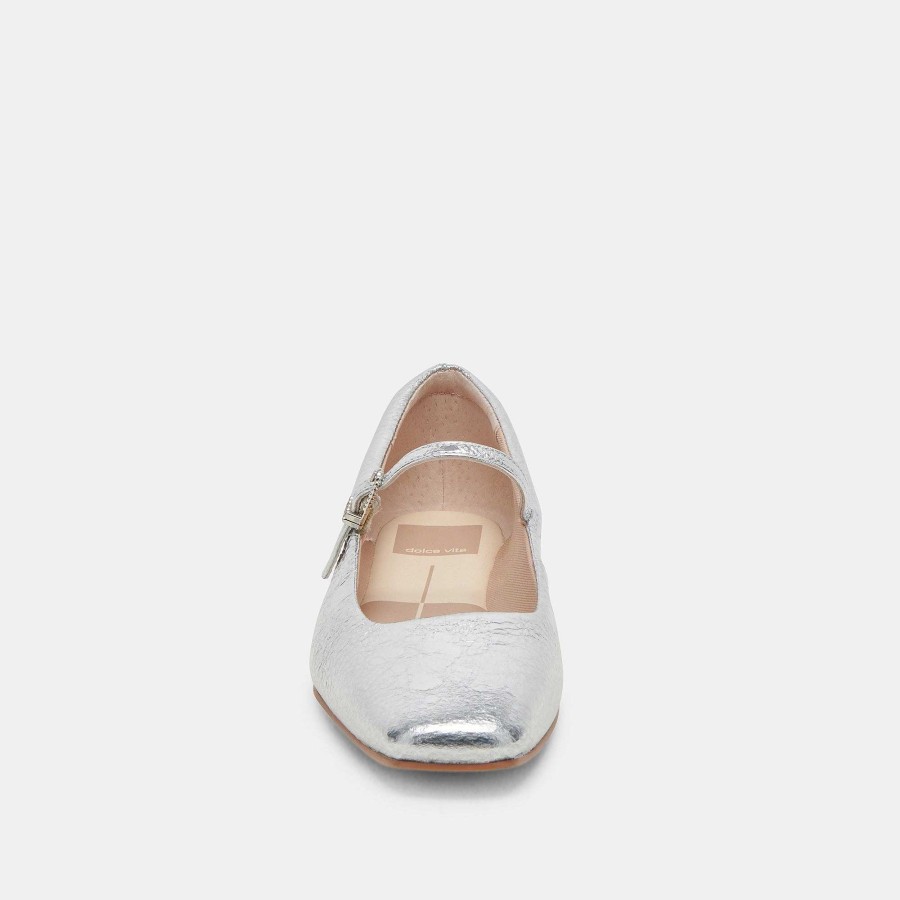 Sneakers And Moccasins DOLCE VITA | Reyes Ballet Flats Silver Aged Leather