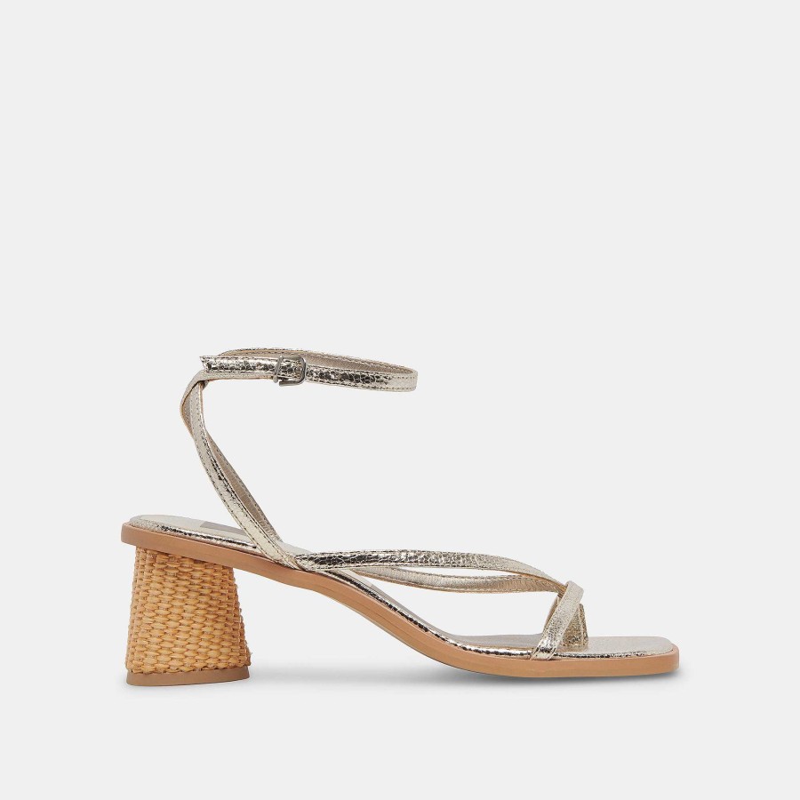 Jump DOLCE VITA | Banita Stella Crackled Light Gold Wide Sandals