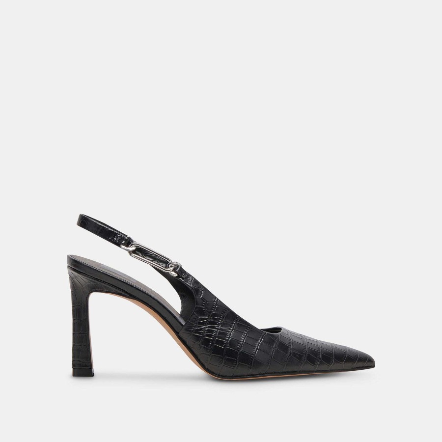 Jump DOLCE VITA | Krista Heels Noir Embossed Leather