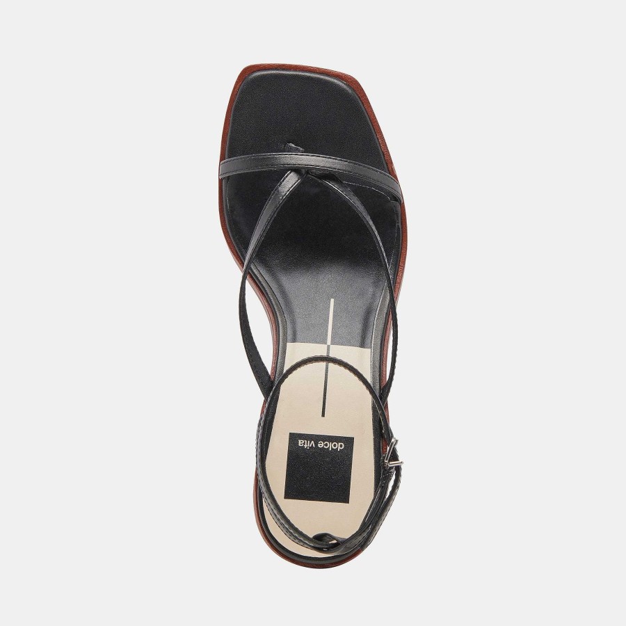 Jump DOLCE VITA | Banita Black Leather Wide Sandals