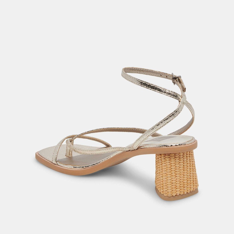 Jump DOLCE VITA | Banita Stella Crackled Light Gold Wide Sandals